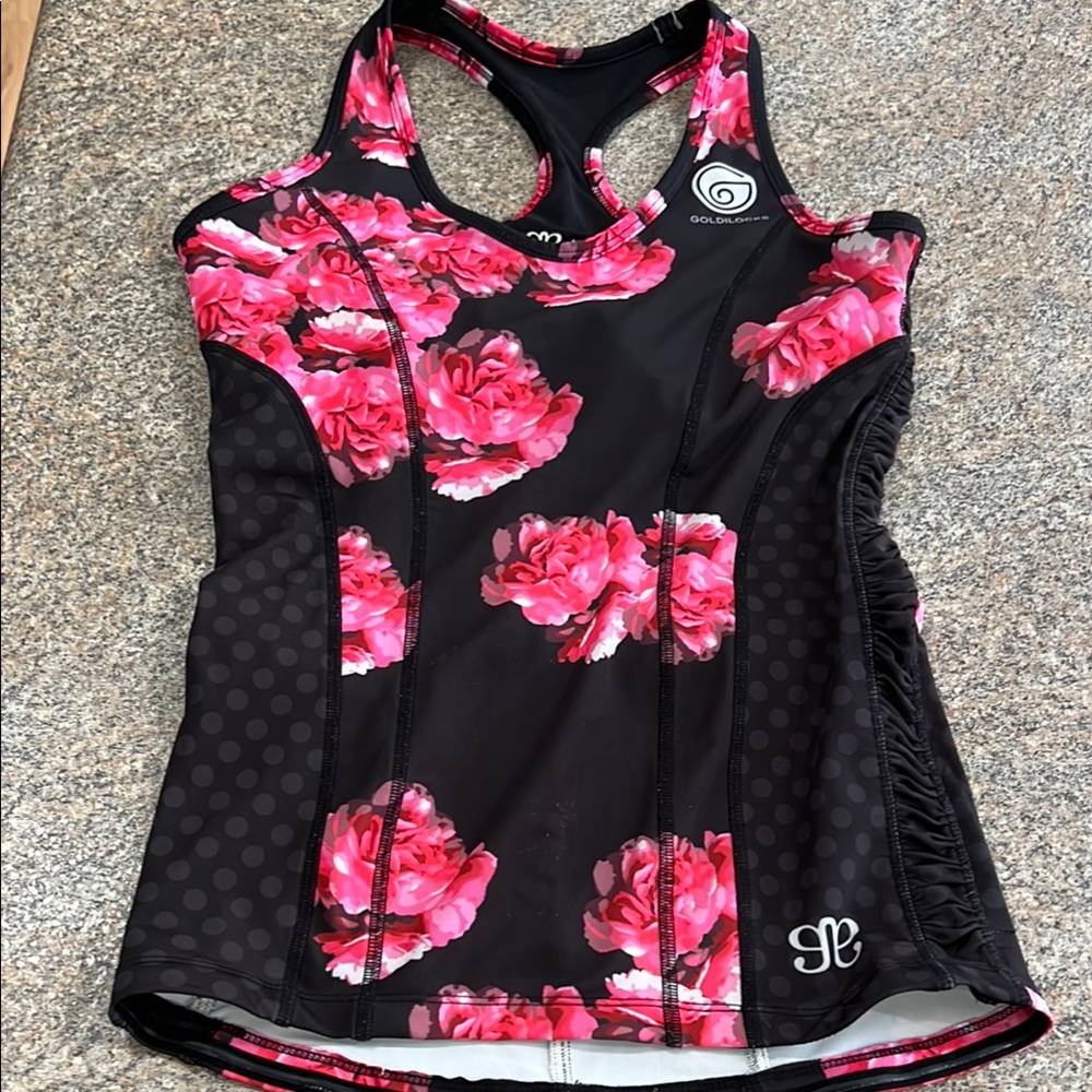 Albion Goldilocks Pink Racerback Fitted Tank Top size medium